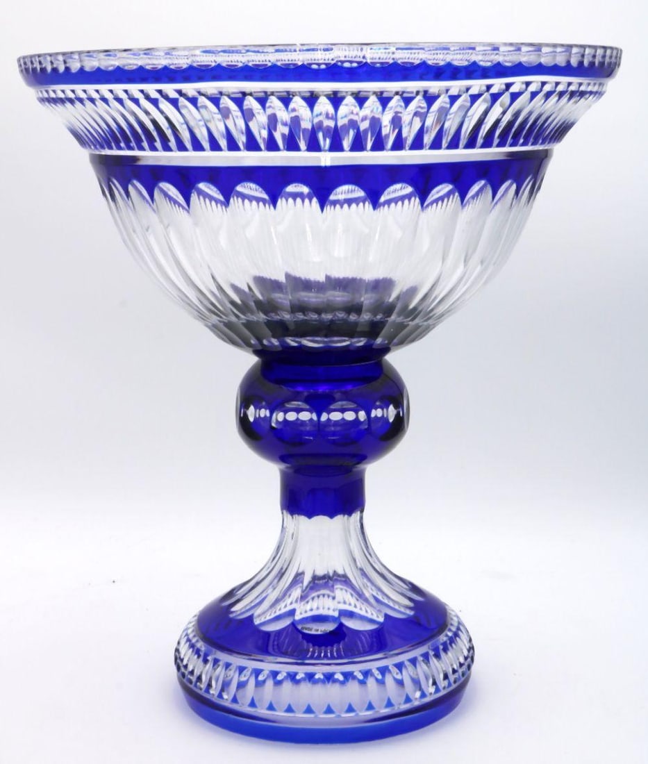 Vintage Czech Cut Cobalt Blue & Crystal Footed Centerbowl (1 of 3)