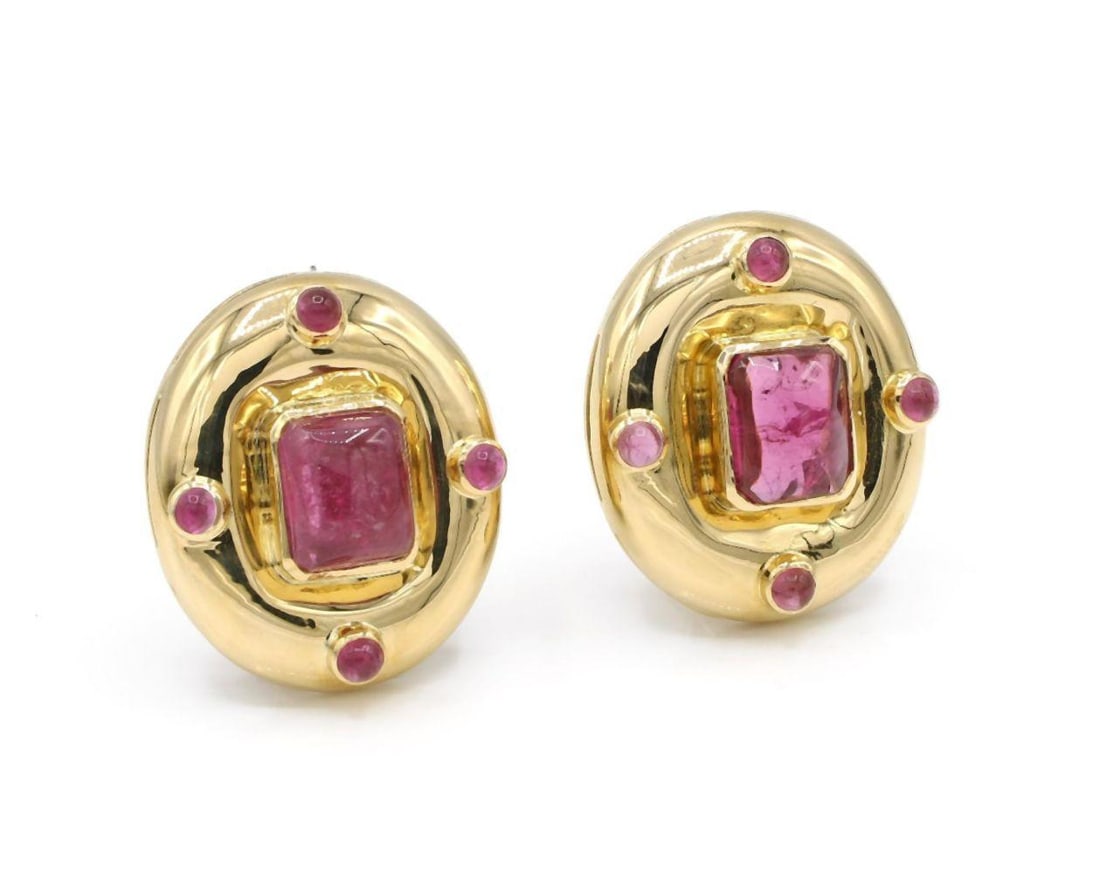 Elizabeth Locke 18Kt Pink Tourmaline Earrings (1 of 3)