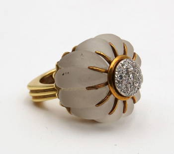 Vintage La Triomphe 18Kt Diamond & Rock Quartz Cocktail Ring: Vintage La Triomphe 18Kt Yellow Gold Diamond & Rock Quartz Cocktail Ring. Weight approx. - 20.2 dwt. Have a similar item to sell? Contact us at info@marketauctionsinc.com **If you do not