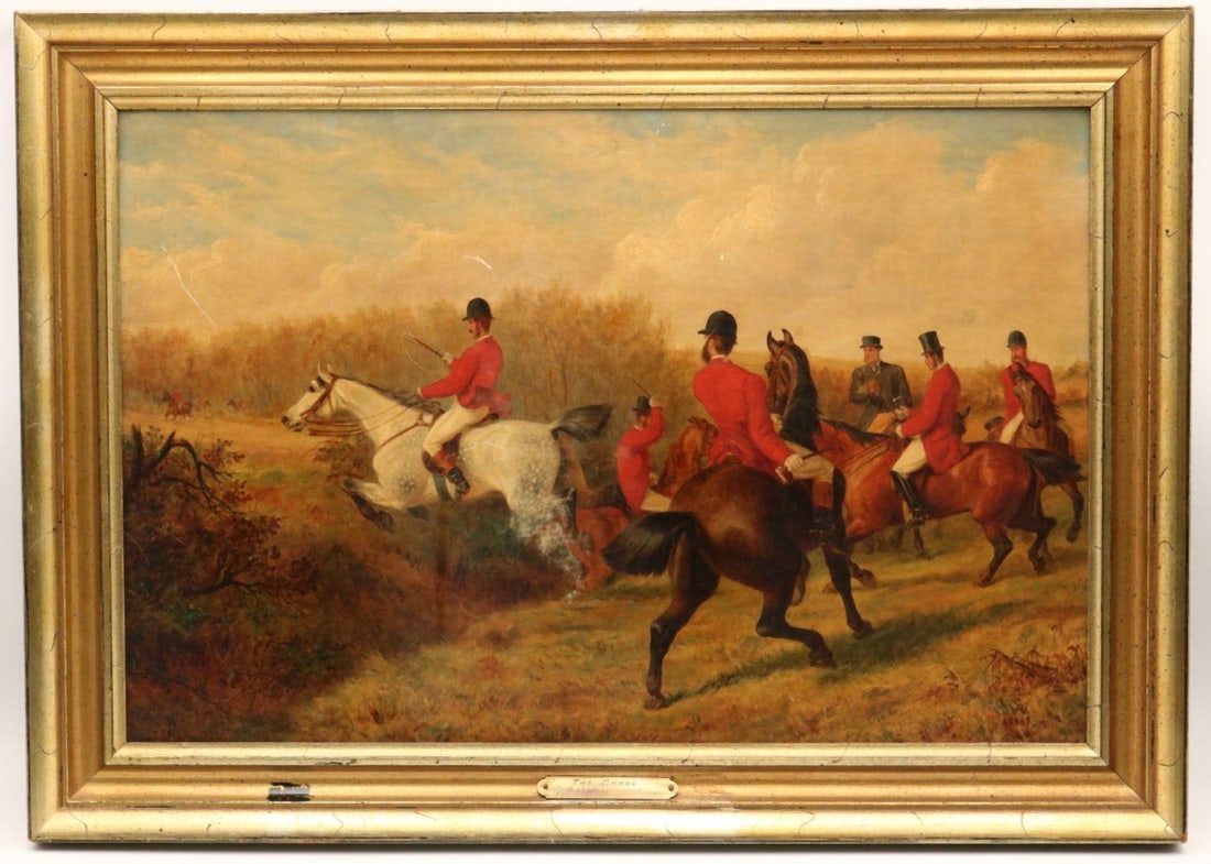 Antique A.S. Williams "The Chase" Oil Painting on Canvas (1 of 5)