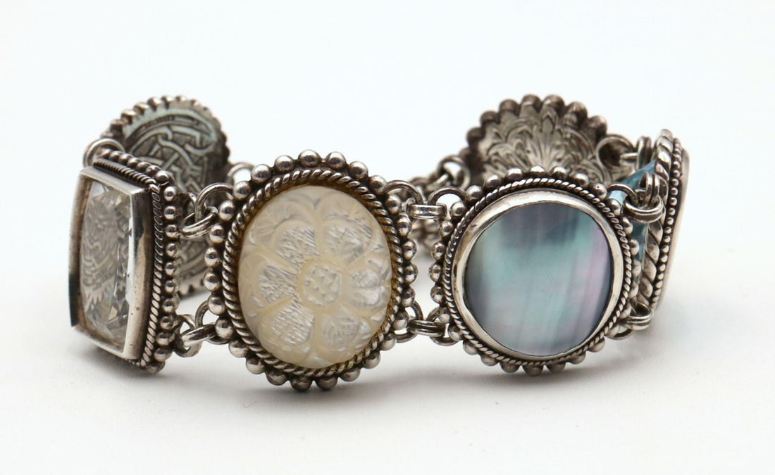 Stephen Dweck Multi-Gemstone Sterling Silver Toggle Bracelet (1 of 5)