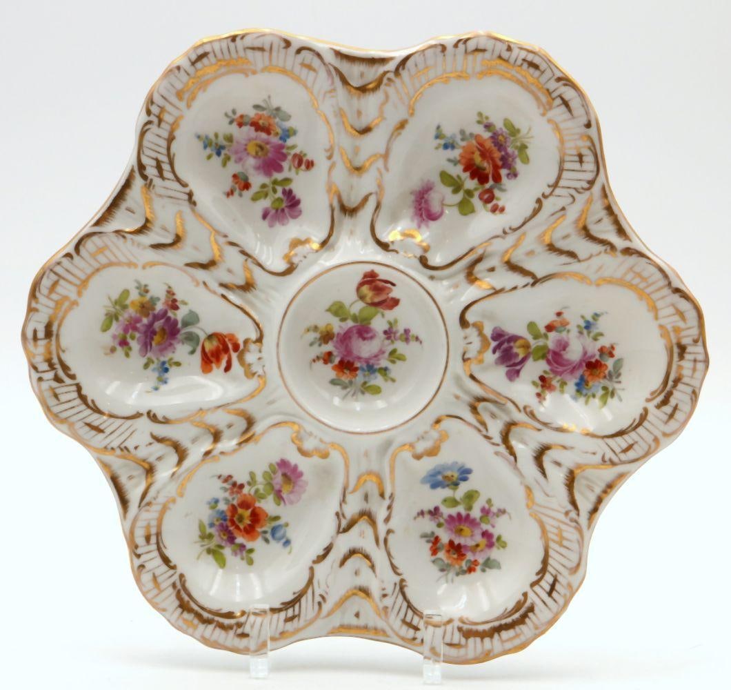 Antique Richard Klemm Dresden German 6 Well Porcelain Oyster Plate (1 of 4)