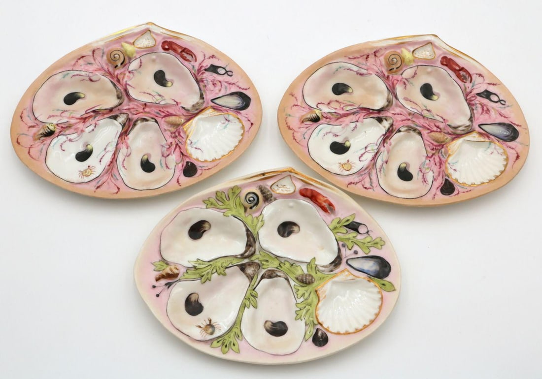 Three Antique Union Porcelain Works 4 Well Oyster Plates (1 of 4)