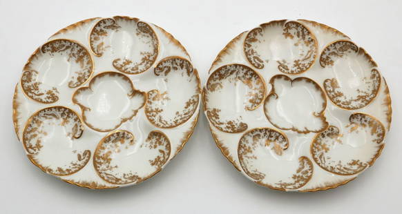 Antique Haviland for J.E. Caldwell Porcelain 5 Well Oyster Plates: Antique Haviland for J.E. Caldwell Porcelain 5 Well Oyster Plates. Measures approx. - 8 1/4" diameter. Have a similar item to sell? Contact us at info@marketauctionsinc.com Please review all p