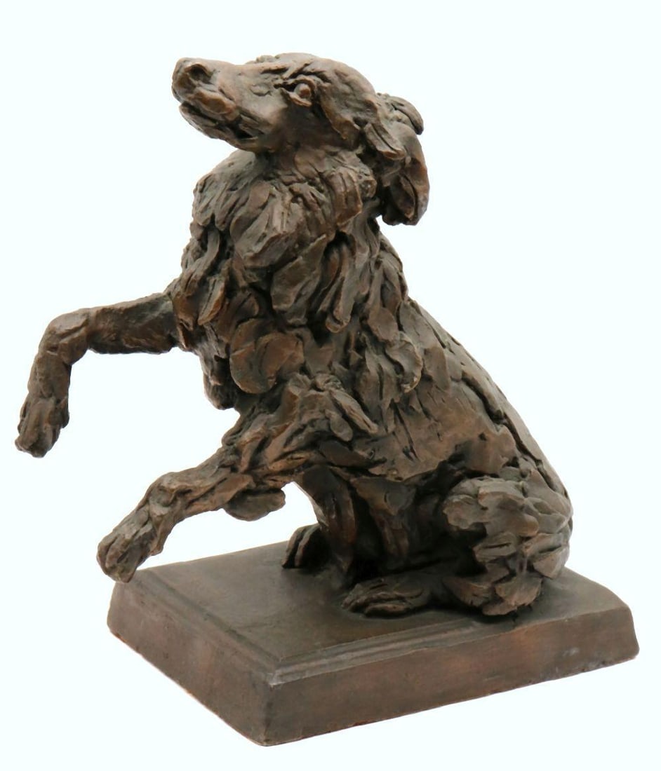 Unsigned Contemporary Bronze Sculpture of Dog (1 of 4)