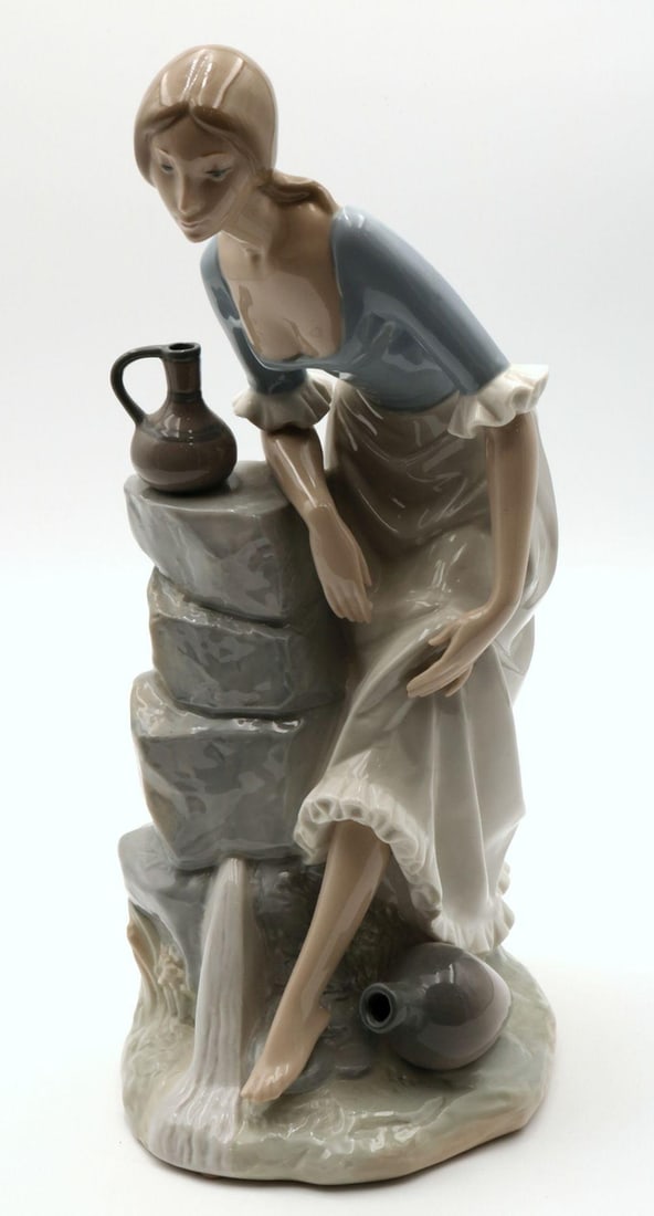 Nao Lladro "Girl with Water Jugs" Porcelain Sculpture (1 of 2)