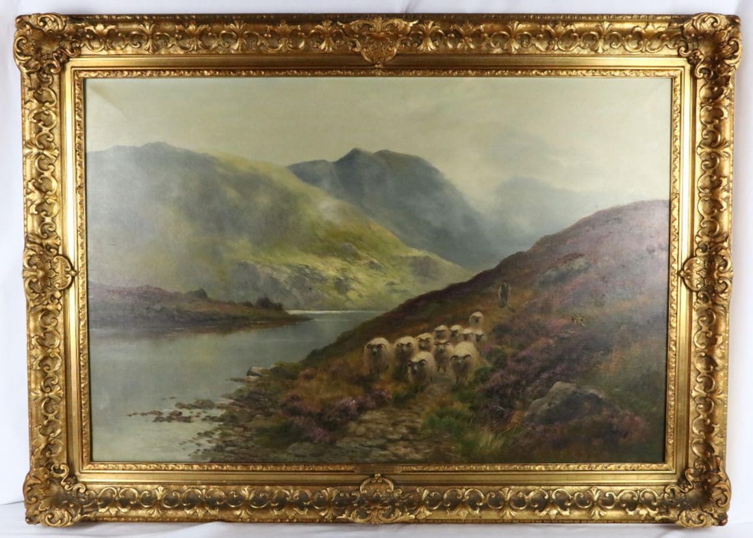 Daniel Sherrin (British,1868-1940) "Homeward Bound" Oil Painting on Canvas (1 of 7)