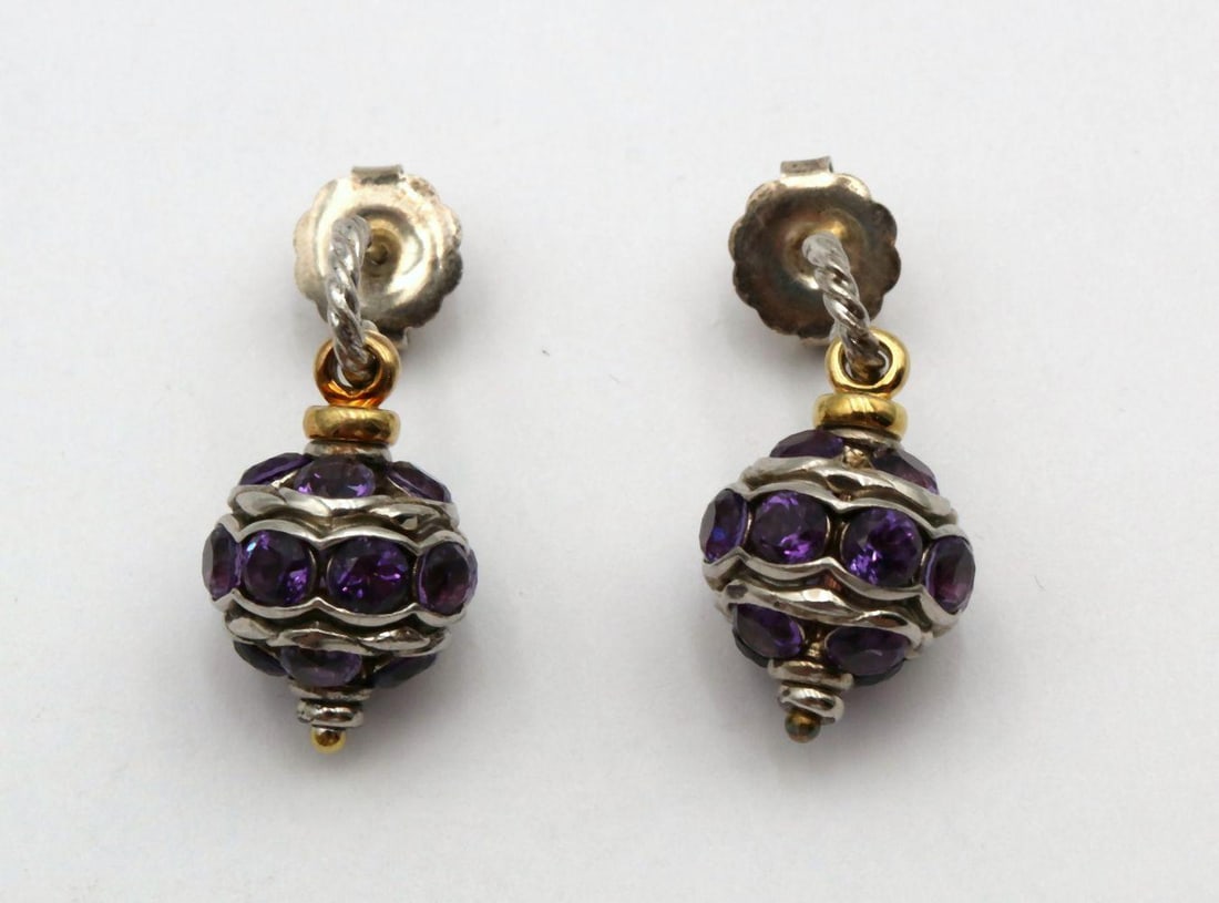 David Yurman 14Kt & Sterling Silver Amethyst Earrings (1 of 4)
