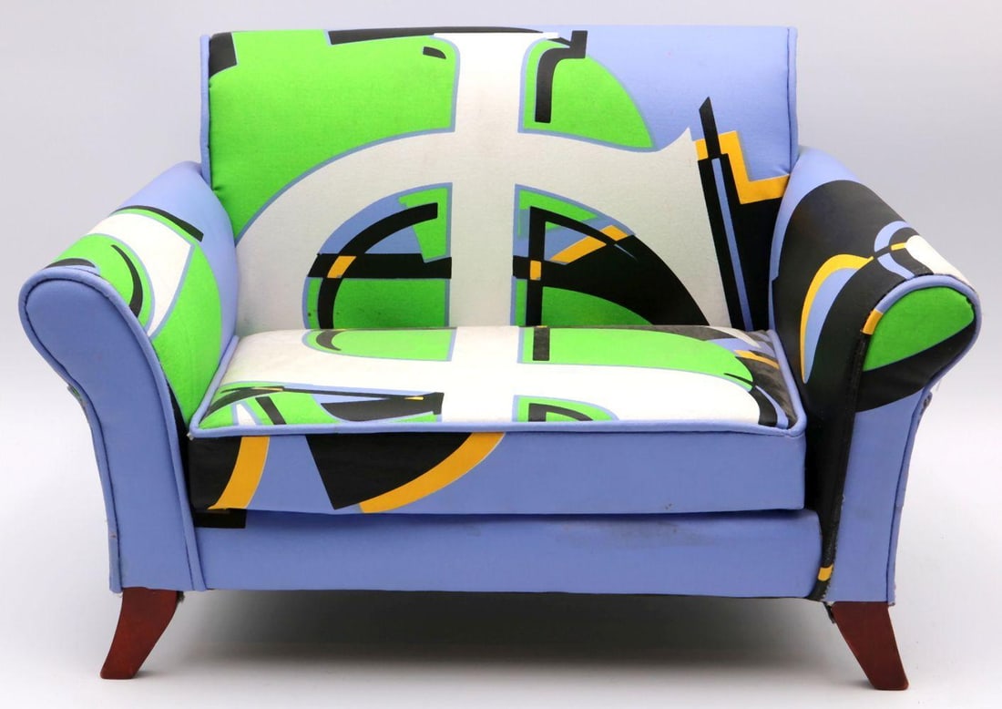 Steve Kaufman (American 1960-2010) Hand Painted Miniature Couch (1 of 4)