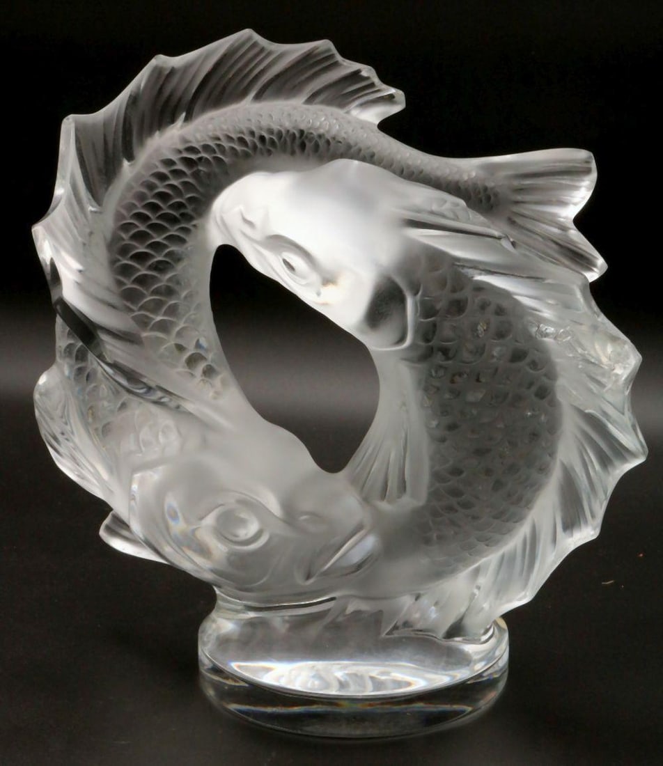As Is, Lalique "Deux Poissons" Crystal Sculpture (1 of 7)