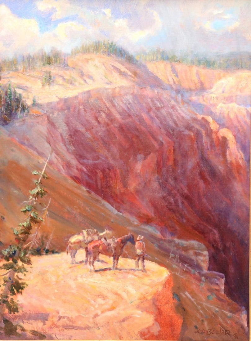 Joe Beeler (American, 1931-2006) "On the Canyon Rim" Oil Painting on Canvas (1 of 8)