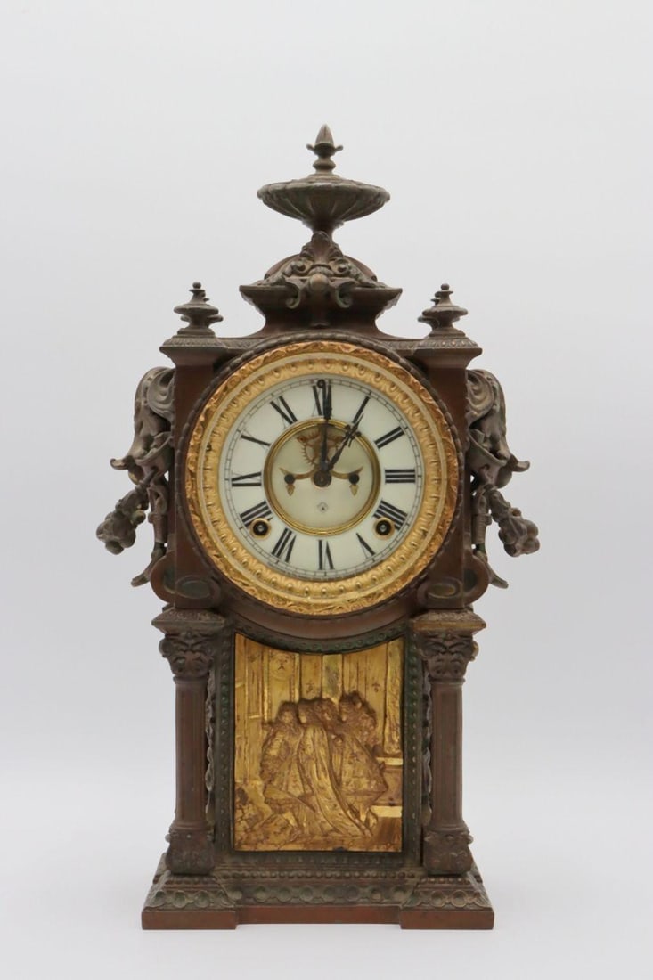 Antique Ansonia French Metal Mantle Clock (1 of 4)