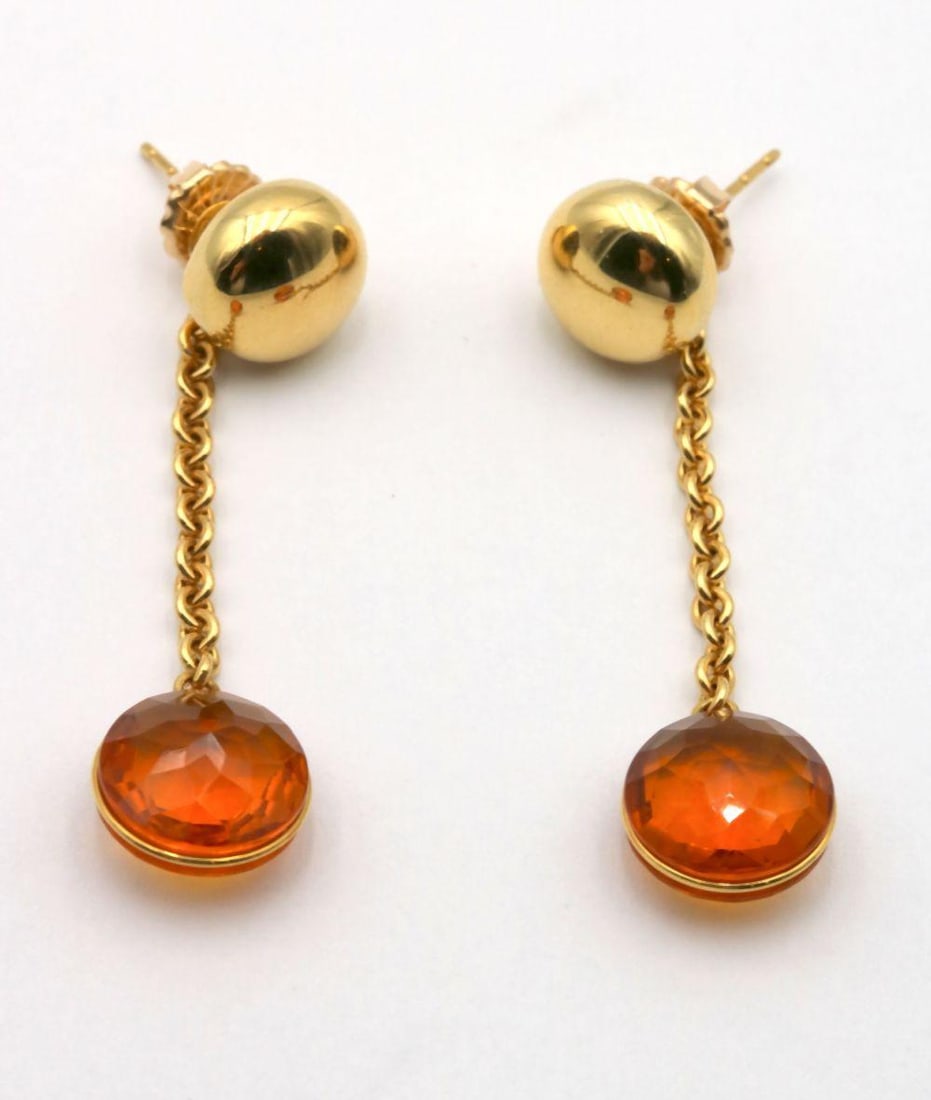 Chimento "Sigilli" 18Kt Button Citrine Earrings: Chimento "Sigilli" 18Kt Yellow Gold Button Citrine Earrings. Removable drop. Measures approx. -1 1/2" long. Weight approx. - 2.1 dwt. FM24342 #1 Have a similar item to sell? Contact us at