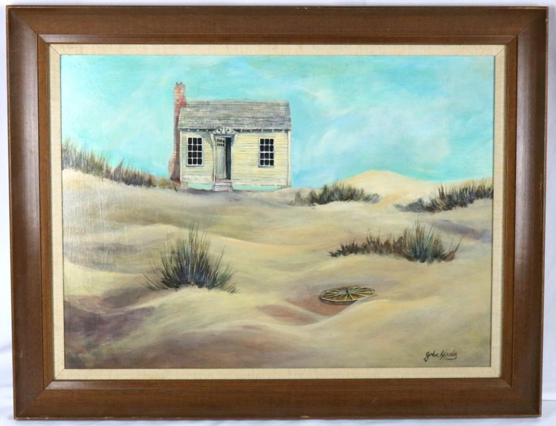 John Kiraly (American, 20th C.) Oil Painting on Board: John Kiraly (American, 20th C.) Oil Painting on Board. Signed lower right. Measures approx. - 16 5/8" high x 23 1/4" wide, total with frame - 21 3/4" high x 28 1/4" wide. Have a simila