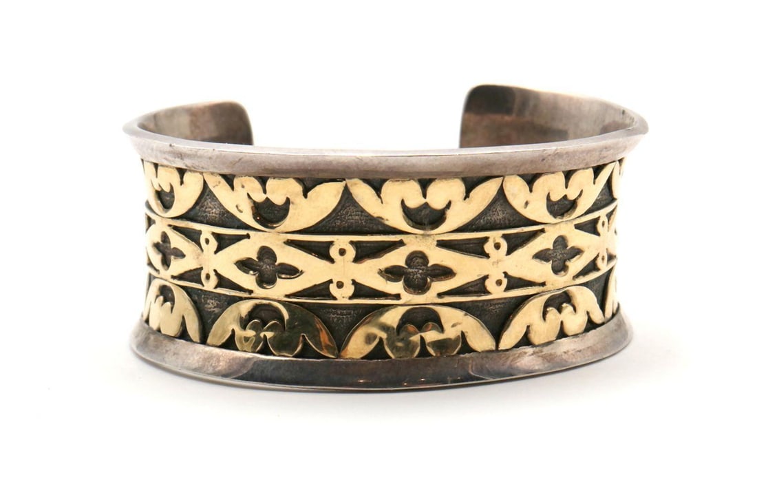 Large 18Kt & Sterling Silver Cuff/Bracelet (1 of 4)