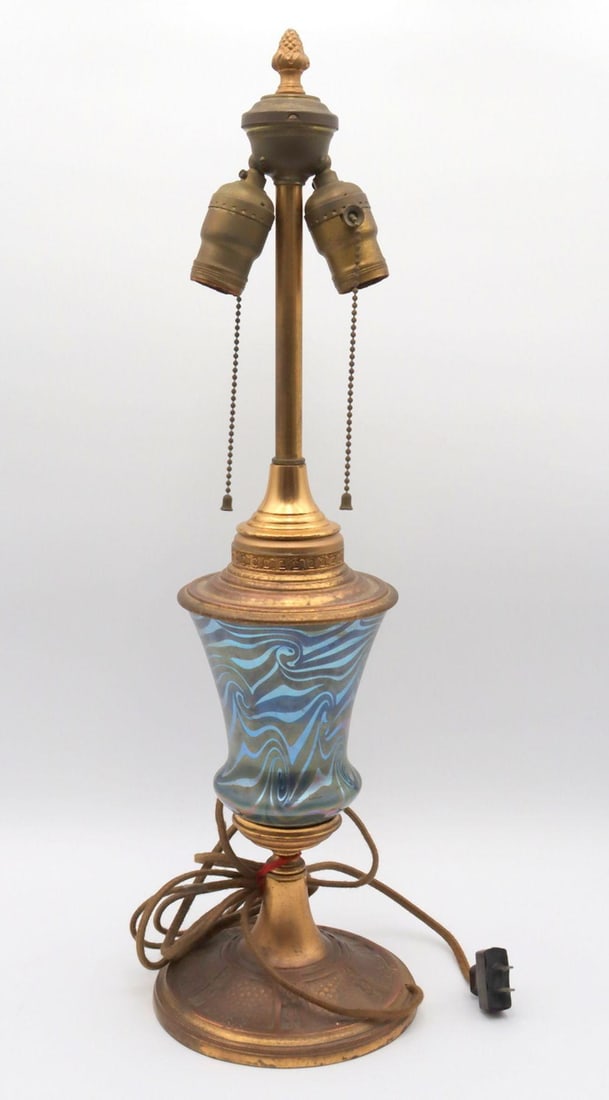 Art Deco Artistic Glass & Brass Lamp (1 of 4)
