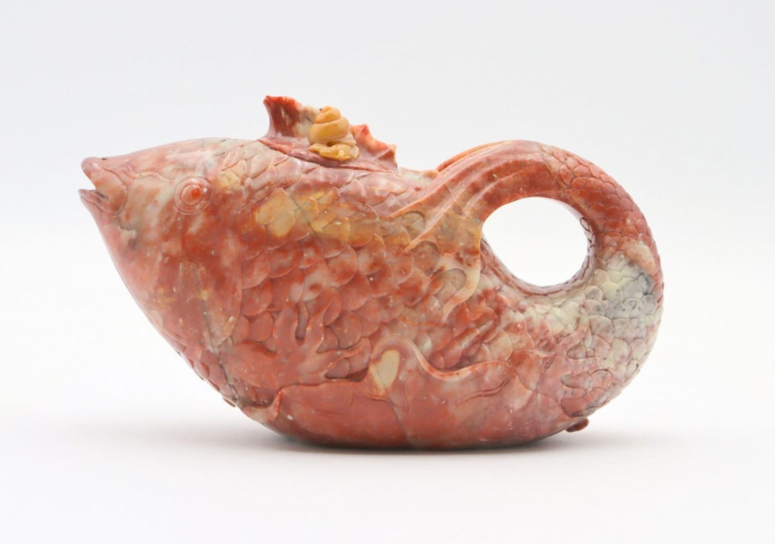 Chinese Hand Carved Jadeite Tea Pot (1 of 4)