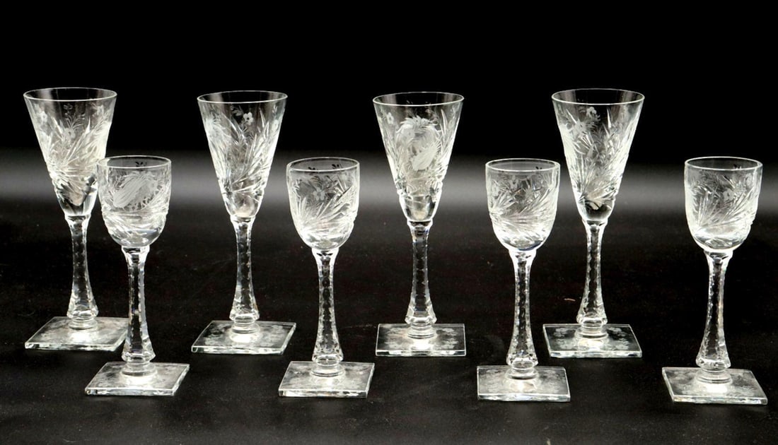 8 Pc. Hawkes "China Aster" Cut Crystal Glasses (1 of 4)