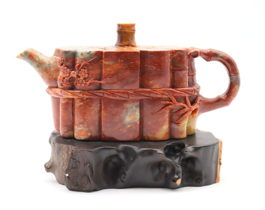 Chinese Hand Carved Jadeite Tea Pot (1 of 4)