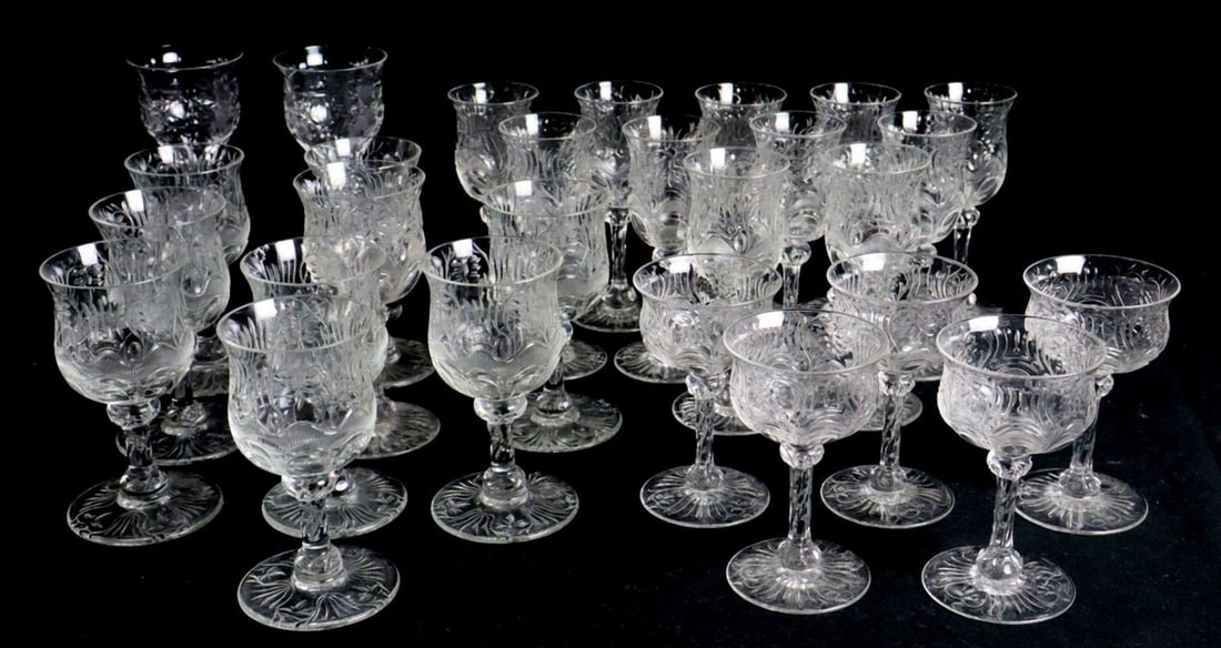 Lot of 27 Antique Cut Crystal Glasses (1 of 5)