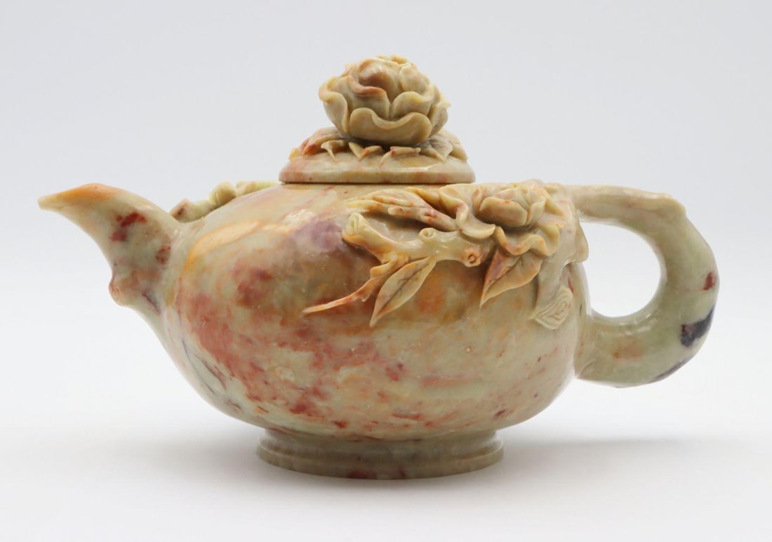 Chinese Hand Carved Jadeite Tea Pot (1 of 4)