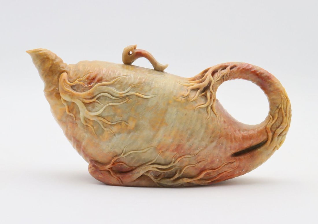 Chinese Hand Carved Jadeite Tea Pot (1 of 4)