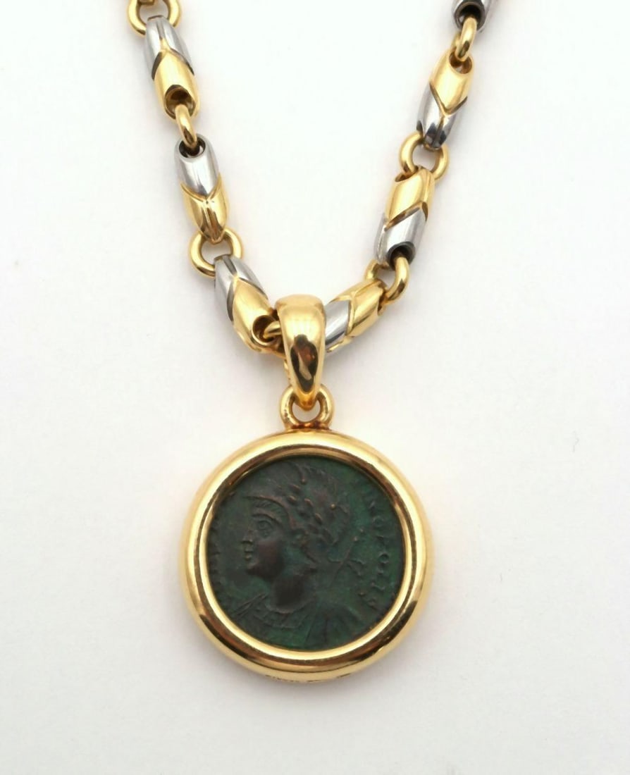Bvlgari 18Kt Ancient Coin Pendant with Necklace (1 of 6)