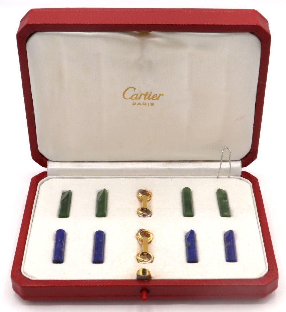 Vintage Cartier 18Kt "Trinity" Lapis & Jade Interchangable Cufflinks (1 of 6)