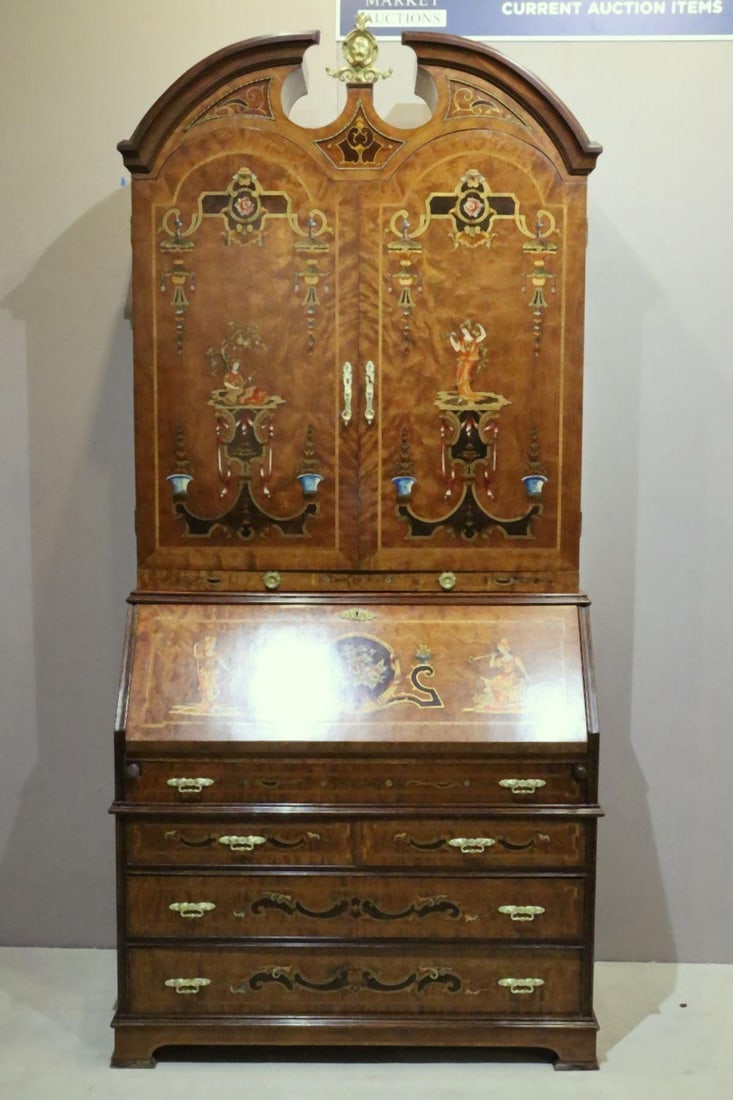 Continental Style Highly Decorated Secretary Desk (1 of 12)