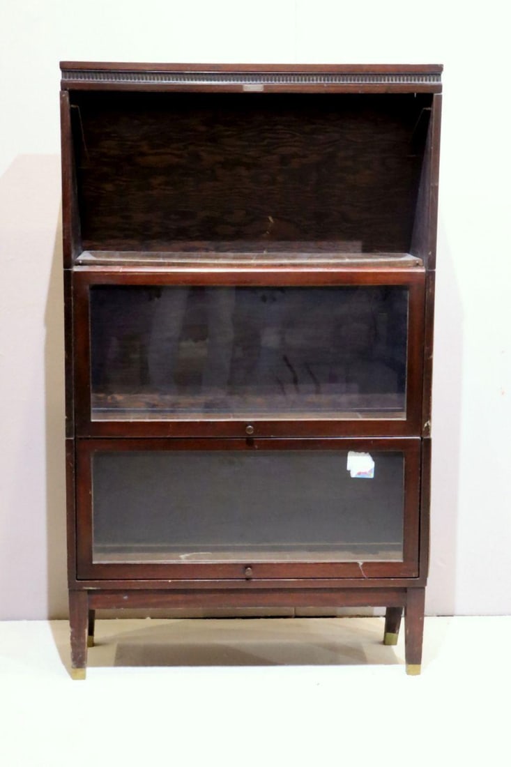 Vintage Lundstrom Oak Three Stack Barrister Book Case (1 of 7)