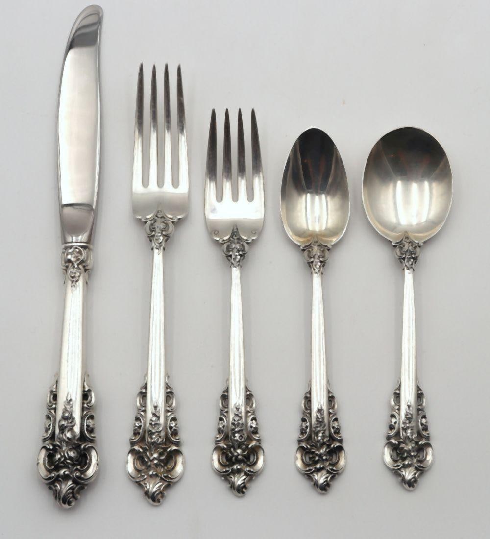 88 Pc. Wallace "Grand Baroque" Sterling Flatware Set (1 of 4)