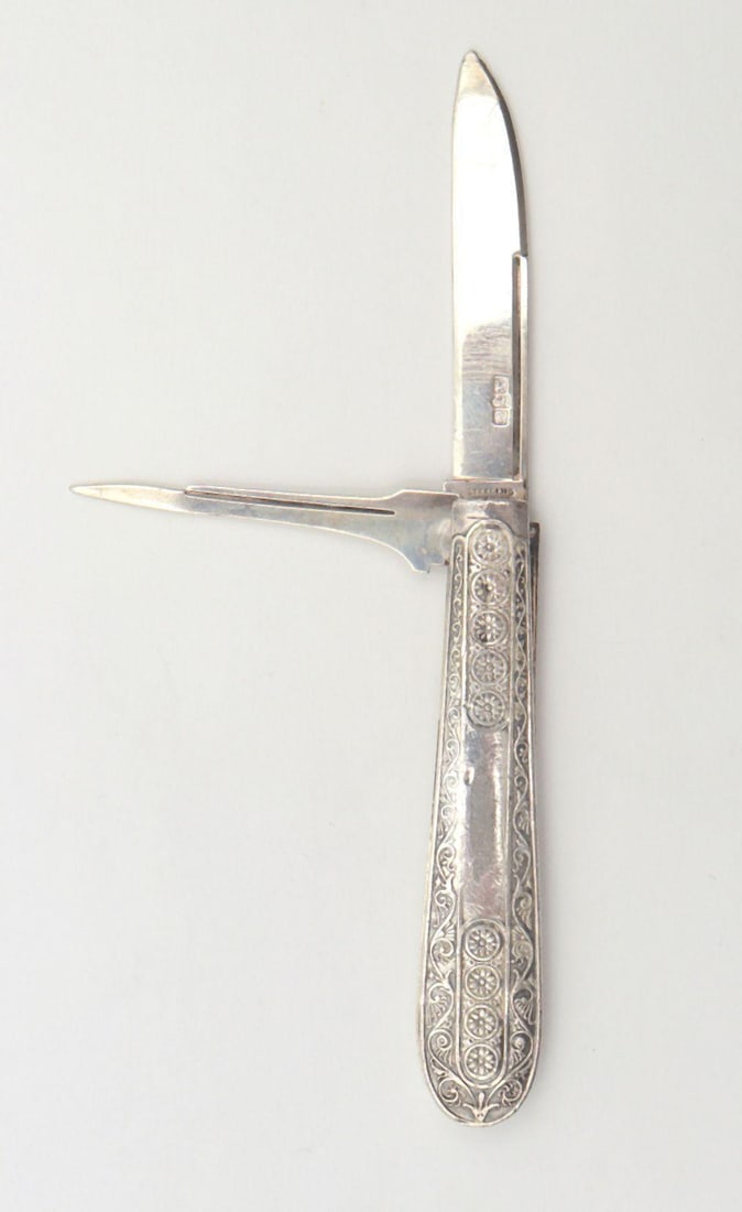 Antique Two Blade Sterling Silver Pocket Knife (1 of 3)