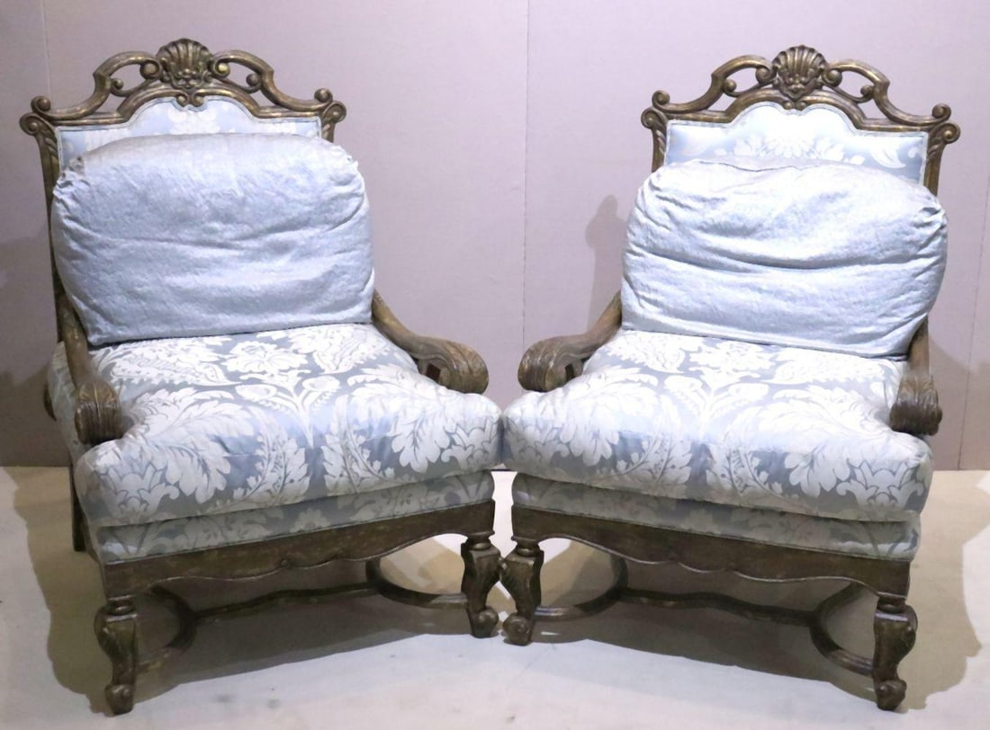 Possibly Tomlinson Erwin-Lambeth French Louis XV Style Armchairs (1 of 6)