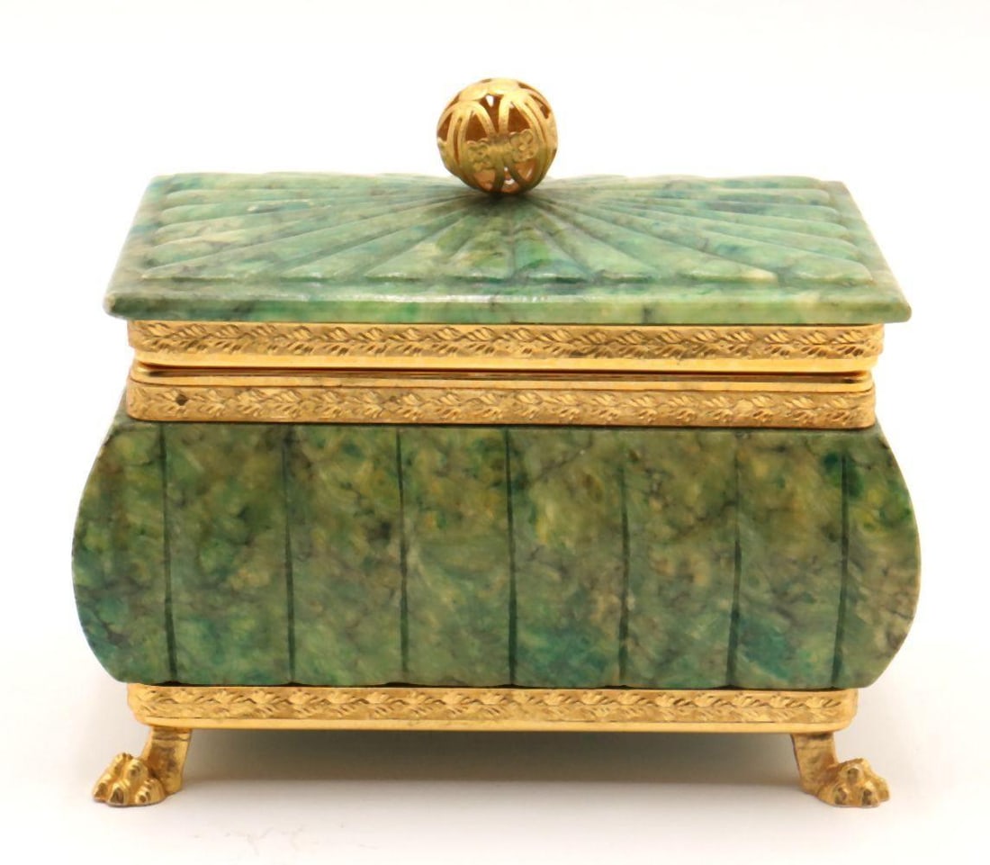 Vintage Italian Green Alabaster Trinket Box (1 of 3)
