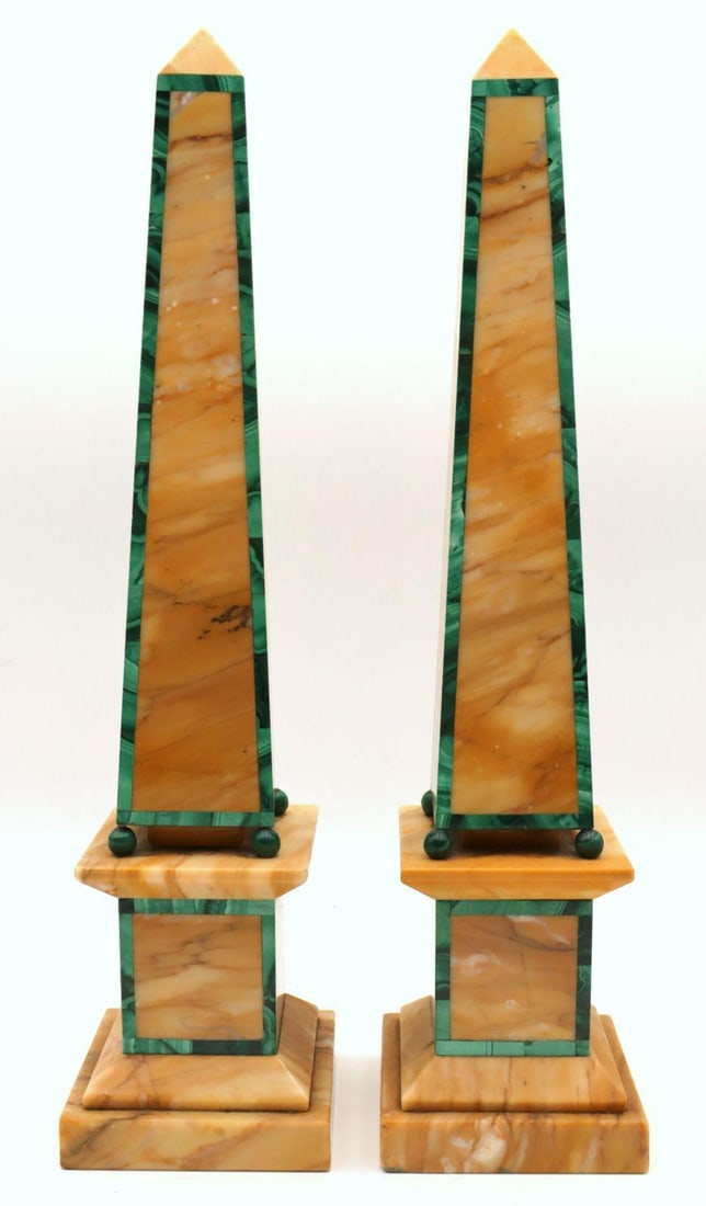 Grand Tour Giallo Antico & Malachite Obelisks (1 of 6)