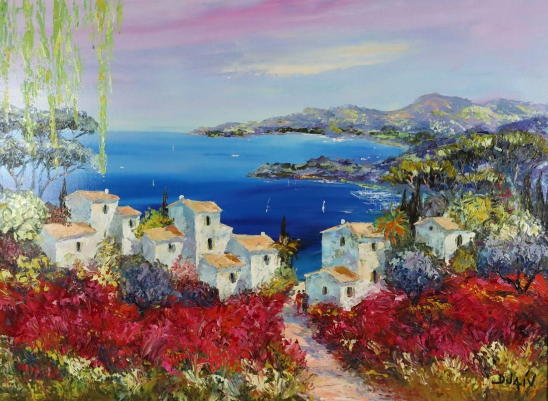 Duaiv (French, b.1952) "Rose Bay" Oil Painting on Canvas (1 of 8)