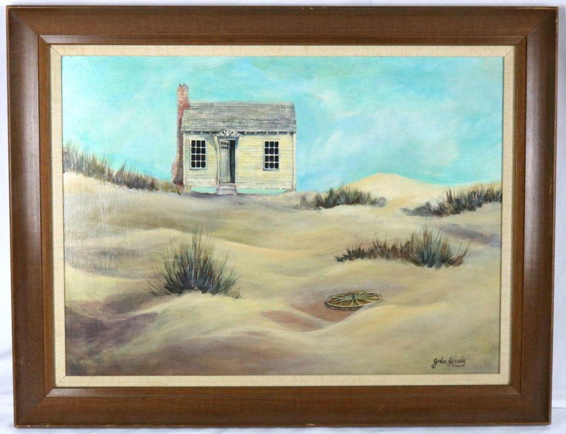 John Kiraly (American, 20th C.) Oil Painting on Board: John Kiraly (American, 20th C.) Oil Painting on Board. Signed lower right. Measures approx. - 16 5/8" high x 23 1/4" wide, total with frame - 21 3/4" high x 28 1/4" wide. Have a simila