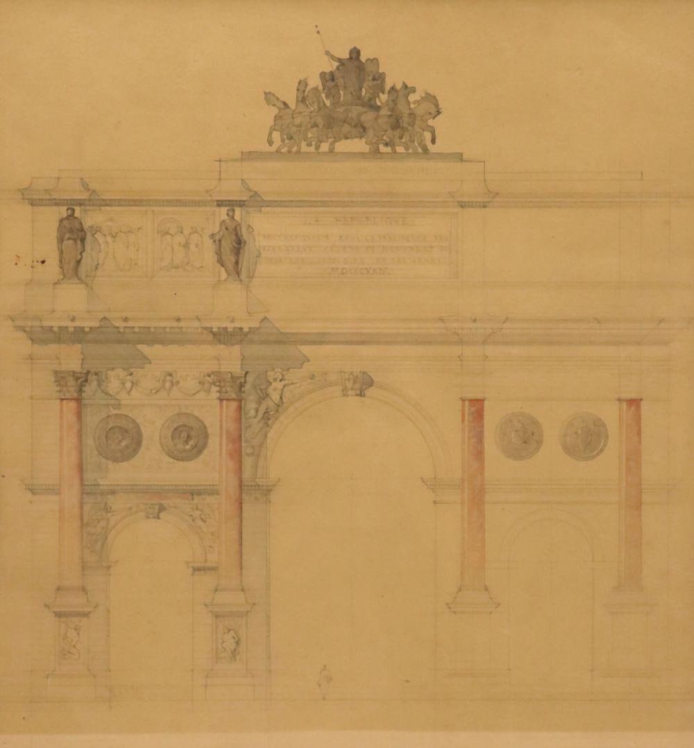 19th C. French School "Elevation of a Memorial Arch" (1 of 4)