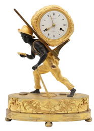 Antique 19th C. French Blackamoor Ormolu Bronze Clock