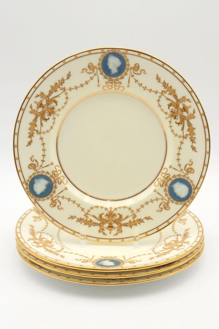 Four Mintons for Tiffany & Co. (Alboin Birks) "Pate-sur-Pate" Medallion Plates (1 of 8)