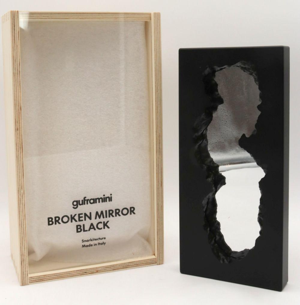 Daniel Arsham, Snarkitecture X Gufram - Broken Mirror Guframini Black: Daniel Arsham, SNARKITECTURE X GUFRAM - BROKEN MIRROR GUFRAMINI BLACK, 2023. Dimensions: 30 � 18 � 10 cm. Provenance: Perrotin PARIS. Daniel Arsham Produced by Gufram, 2023 Mirror made o