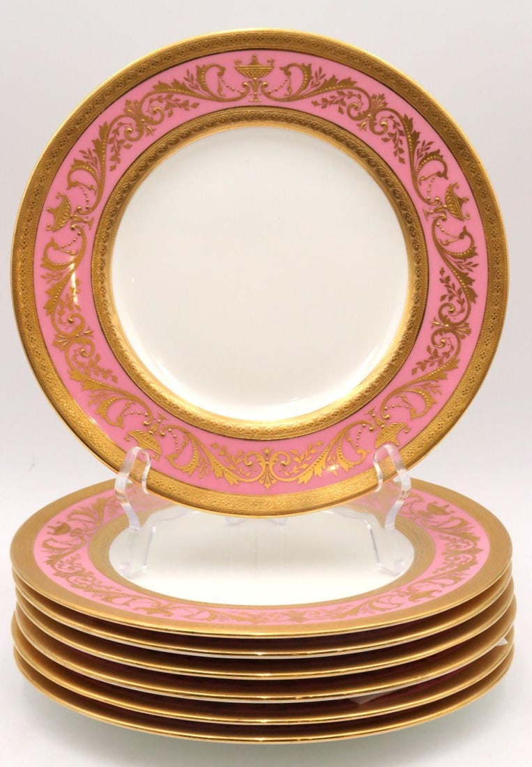 7 Pc. Mintons for Davis Collamore & Co. Ltd. Gilded Dessert Plates (1 of 6)