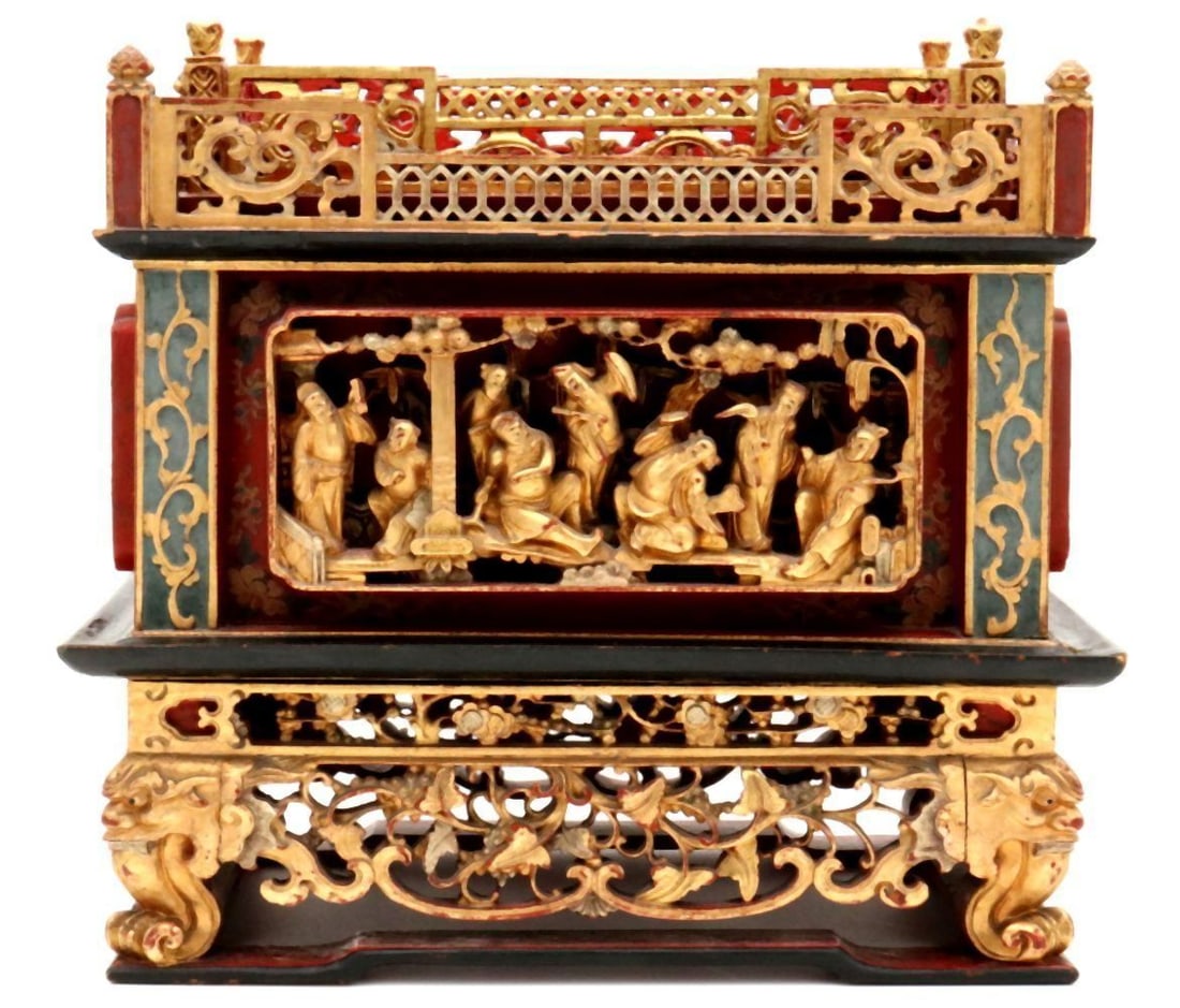 Chinese Carved Altar Wooden Box (1 of 12)