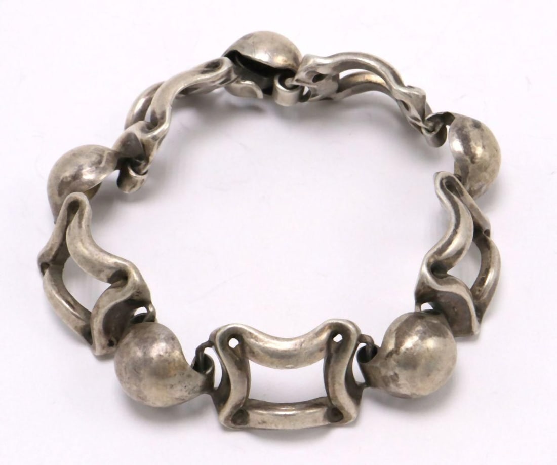 Mexican Sterling Silver Fancy Link Bracelet (1 of 3)
