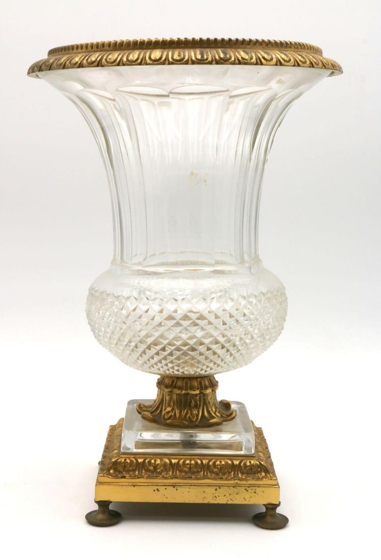 Vintage Baccarat Style Crystal & Bronze Footed Urn (1 of 5)