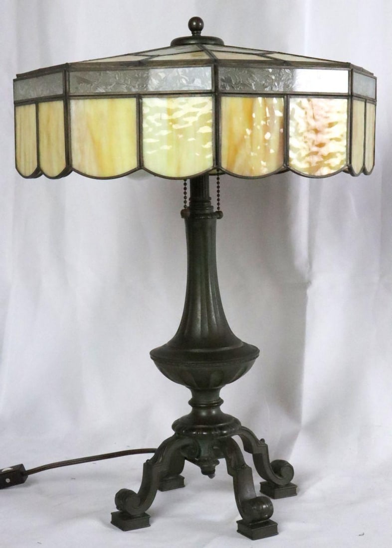 Vintage Art Nouveau Leaded Glass Shade Lamp (1 of 10)