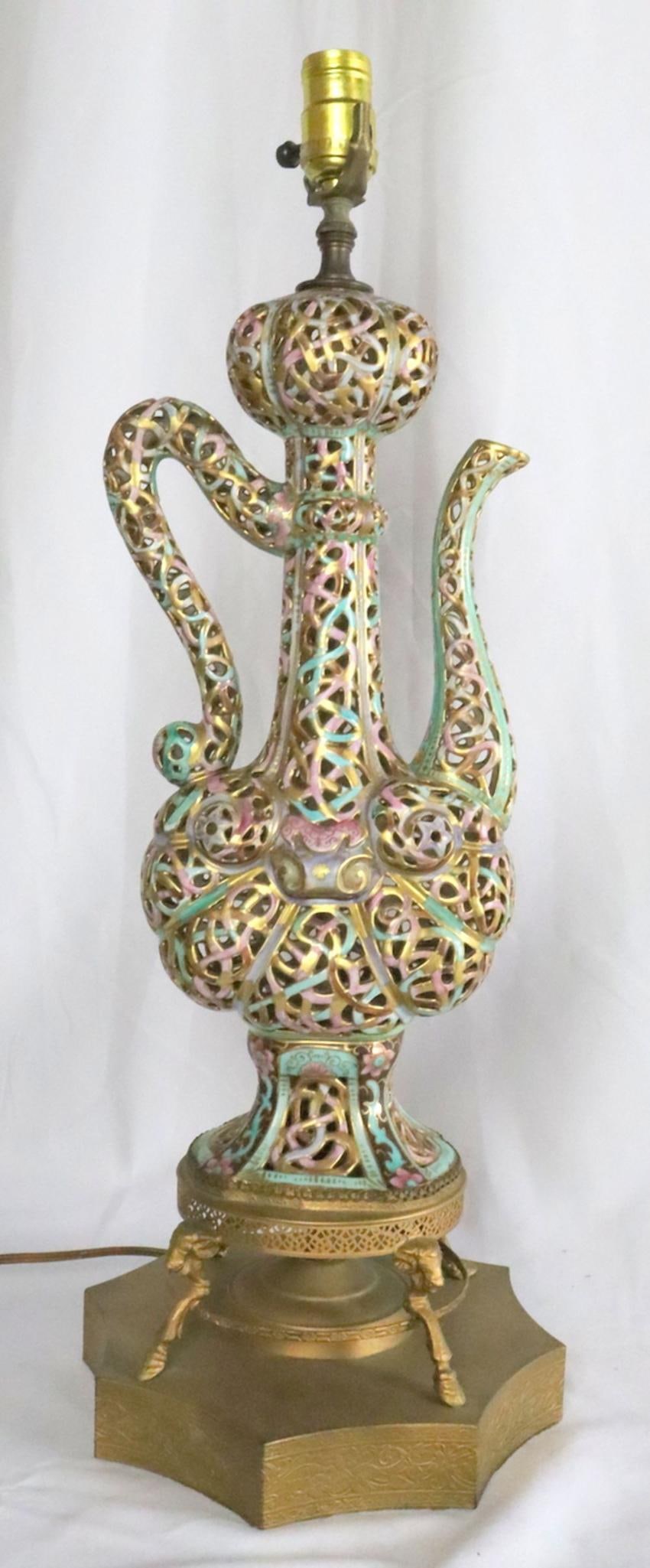 Fischer J. Budapest Hungary Hand Painted Porcelain Lamp (1 of 4)