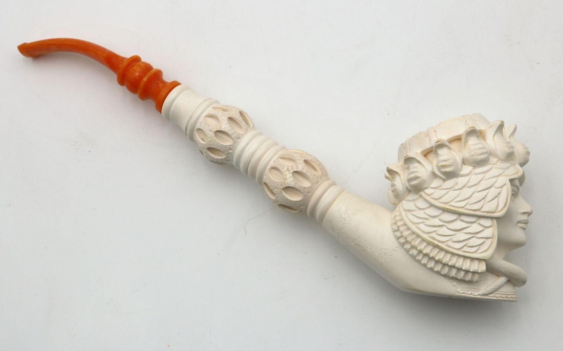Large Meerschaum Carved Bakelite Smoking Pipe (1 of 4)