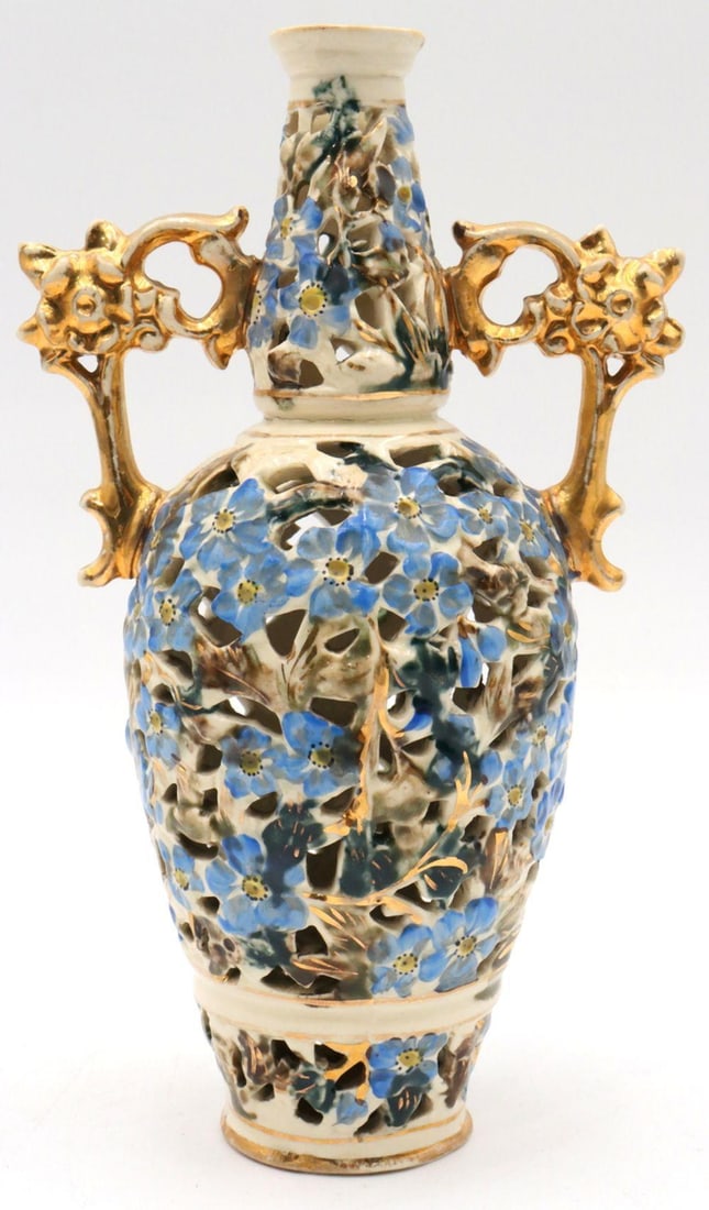 Fischer J. Budapest Hungary Porcelain Double-Handled Vase (1 of 6)