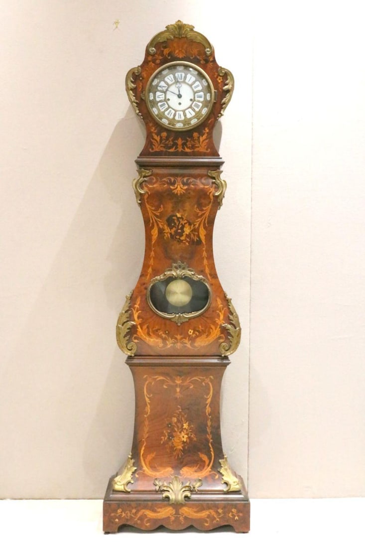 Italian Louis XV Style Gilt Bronze Mounted Grandfather Clock (1 of 8)